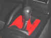 Red and black shift boot
